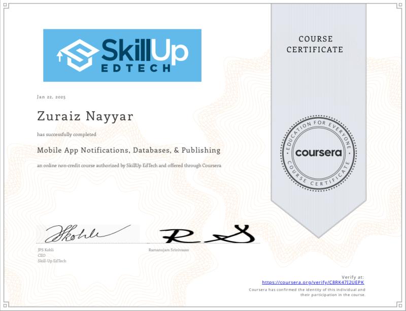 Mobile App Notifications, Databases, & Publishing