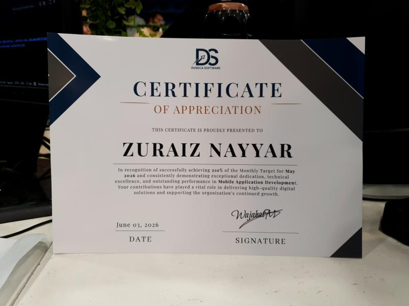 Certificate of Appreciation